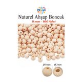Minopi Natural Ahşap Boncuk 8 mm 100 Adet Tahta Boncuk El İşi Okul Öncesi Kreş Anasınıfı Proje Tasarım