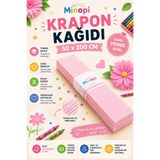 Minopi Pembe Krapon Kağıdı 10'lu Paket Renkli El İşi Kağıdı Okul Anaokulu Süsleme