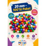 Minopi Renkli Simli Ponpon Peluş Top 100'lü Paket 20 mm Hobi Tasarım Anasınıfı Kreş Etkinlik Elişi