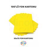 Minopi Sarı Fon Kartonu 50x70 cm 100'lü Paket Renkli Fon Kartonu Kalın Büyük Boy