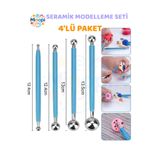 Minopi Top Uçlu Seramik ve Kil Modelleme Seti 4 lü 1 Paket Polimer Kil Şekillendirme Çömlek Oyma Çiçek