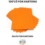 Minopi Turuncu Fon Kartonu 50x70 cm 100'lü Paket Renkli Fon Kartonu Kalın Büyük Boy