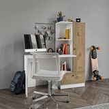 Minör Çalışma Masası ve 7 Bölmeli Kitaplık Beyaz-Meşe - 134