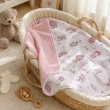 Minora Baby & Kids Minora Çift Taraflı Pike Müslin Bebek Örtüsü Battaniye 100X100 cm - Pembe - Beyaz - 100 x 100 cm