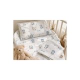 Minora Baby&Kids Minora %100 Pamuk Ranforce Anne Yanı Park Yatak Lastikli Bebek Çarşafı ve Yastık Kılıfı Seti 70x120 - 35x45-MAVİ AYI