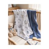 Minora Baby&Kids Minora Çift Taraflı Pike Müslin Bebek Örtüsü Battaniye 100x100 cm-Mavi Ayı