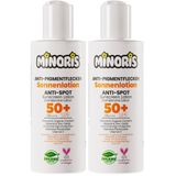 Minoris Leke Karşıtı Güneş Kremi Losyonu SPF 50+, Organik, Doğal & Mineral İçerikli, Hassas Ciltler İçin, Hipoalerjenik, Vegan, Suya Dayanıklı, Geniş Spektrumlu, Makyaj Bazı Olarak Uygun, (2 paketi)