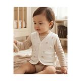 Minory Baby -%100 Pamuk Bebek Yeleği | Çiçek Motifli Beyaz 12 Ay