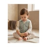 Minory Baby -%100 Pamuk Bebek Yeleği | Dinozor Motifli Yeşil 12 Ay