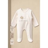 Minory Baby - Jakarlı Patikli Bebek Tulum - Krem - 0 - 3 Ay