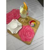 Minoza Aşk Serisi Romantik Gül Desenli Tasarım Kokteyl & Sunum Peçetesi 6 Adet - Pembe - 15 x 15 cm