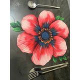 Minoza Hanım Çiçeği Desenli Leke Tutmaz Gardenya Kumaş Digital Baskılı Altı Deri Amerikan Servisi 6 Adet - 32 x 32 cm - Kırmızı