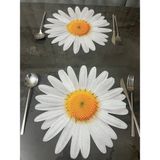 Minoza Papatya Desen Leke Tutmaz Gardenya Kumaş Altı Deri Digital Baskılı Amerikan Servis & Supla 6 Adet - 32 x 32 cm - Beyaz