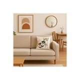 MİNOZA Punch Nakışlı Keten Renkli Çiçek Desenli Kırlent Kılıfı - 43*43 cm -