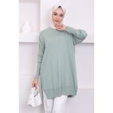 Mint Bisiklet Yaka Merserize Salaş Triko Tunik - Standart