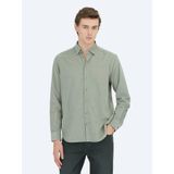 Mint Çizgili Regular Fit Dokuma Kadife Casual%100 Pamuk Gömlek