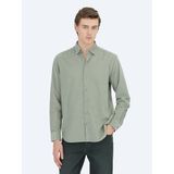 Mint Çizgili Regular Fit Uzun Dokuma Kadife Casual%100 Pamuk Gömlek