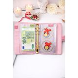 mint design Birikim Ajandası - Bütçe Planlayıcı Cüzdan - Pembe - Altın Mekanizmalı