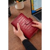 Mint Design Birikim Ajandası - Bütçe Planlayıcı Cüzdan - Timsah Dokulu - Altın Mekanizmalı - Bordo