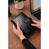 Mint Design Birikim Ajandası - Bütçe Planlayıcı Cüzdan - Timsah Dokulu - Altın Mekanizmalı - Siyah
