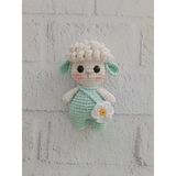 Mint Rengi Maskot Kuzu Amigurumi Organik Anahtarlık Oyuncak Ve Çanta Süsü