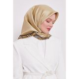 Mint Yeşili Ekose Kenar Twill İpek Eşarp