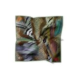 Mint Yeşili Karışık Leopar Desen Twill İpek Eşarp