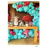 Mint Yeşili Pastel Kırmızı 100 Adet Balon + 5 mt balon zinciri