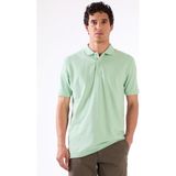 Mint Yeşili Polo Yaka Pamuklu Düz Renk Slim Fit Erkek T-shirt - 2XL