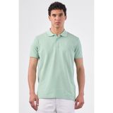 Mint Yeşili Polo Yaka Pamuklu Düz Renk Slim Fit Erkek T-shirt