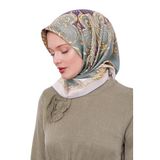 Mint Yeşili Varak Desenli Twill İpek Eşarp