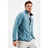 Mint Yeşili Yazı Nakışlı Dik Yaka Fermuarlı Standart Kalıp Erkek Sweatshirt Polar - 87992 | M