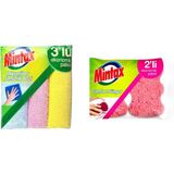 Mintax Mikrofiber Temizlik Bezi 3'lü + Comfort Sünger Oluklu 2'li - Pembe - Standart