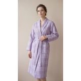 Minteks 100% Pamuk Ekose Desenli Unisex Pike Bornoz