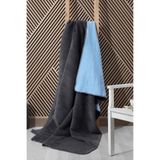 Minteks Çift Kişilik 200x220cm Çift Taraflı Pamuklu Battaniye Mavi Gri