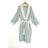 Minteks Ocean Row 100%Pamuk Battal / Büyük Beden Şalyaka Unisex Bornoz - 2XL - Buz Mavisi