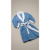 Minteks Ocean Row 100%Pamuk Battal / Büyük Beden Şalyaka Unisex Bornoz - 2XL - Mavi