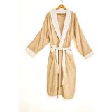 Minteks Ocean Row 100%Pamuk Battal / Büyük Beden Şalyaka Unisex Bornoz - 3XL - Kahverengi