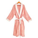 Minteks Ocean Row 100%Pamuk Battal / Büyük Beden Şalyaka Unisex Bornoz - XL - Pembe