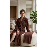 Minteks Shadowed 100%PAMUK Şalyaka Unisex Bornoz - Kahverengi - S - M