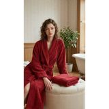 Minteks Shadowed 100%PAMUK Şalyaka Unisex Bornoz - Koyu Kırmızı - S - M