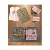 Minteks Silver Pamira Bej-Pembe 6 Parca Havlulu Bornoz Seti - Aile Banyo Havlu Bornoz Seti