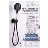 mintev PureFlow Komple Set 6 Fonksiyonlu Filtreli Duş Başlığı El Duşu | Siyah Duş Hortumu Ve Mafsal + 3 Adet Yedek Filtre Hediyeli