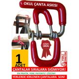 Mintikbirler Okul Çanta Askısı 1 Adet Öğrenci Sıra Masa Yaylı Askı Aparatı Organizer Düzenleyici Pratik - Bayrak Kırmızı