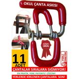 Mintikbirler Okul Çanta Askısı 11 Öğrenci Kapasitesi ile Bayrak Kırmızı Renkli Pratik Aparat