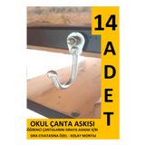 mintikbirler Okul Çanta Askısı 14 Adet - Plastiksiz Kanca Çengel Duvar Sıra Demir Askı Raf Portmanto Öğrenci