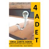 mintikbirler Okul Çanta Askısı 4 Adet - Plastiksiz Kanca Çengel Duvar Sıra Demir Askı Raf Portmanto Öğrenci