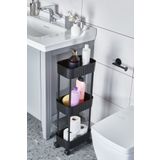 Minty Life Petek Tekerlekli Çok Amaçlı 3 Katlı Banyo Düzenleyici Dolap Tezgah Yanı Organizer (SİYAH)