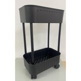 Minty Life Tekerlekli Çok Amaçlı 2 Katlı Raf (SİYAH)