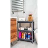 Minty Life Tekerlekli Vesken Raf Ünitesi 3 Katlı Banyo Rafı Mutfak Rafı Organizer (GRİ-ANTRASİT)